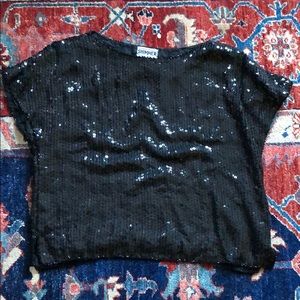 Vintage black sequin top
